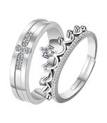 Adjustable Couple Rings Set for lovers Silver Plated Solitaire for Men and Women-2 pieces