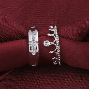 Adjustable Couple Rings Set for lovers Silver Plated Solitaire for Men and Women-2 pieces 2