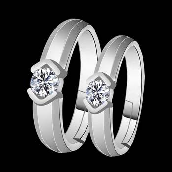 Adjustable Couple Rings Set for lovers Silver Plated Solitaire for Men and Women-2 pieces 3