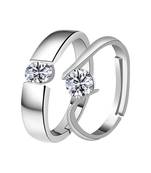 Adjustable Couple Rings Set for lovers Silver Plated Solitaire for Men and Women-2 pieces