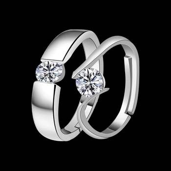 Adjustable Couple Rings Set for lovers Silver Plated Solitaire for Men and Women-2 pieces 3
