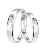 Adjustable Couple Rings Set for lovers Silver Plated Solitaire for Men and Women-2 pieces