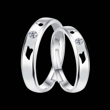 Adjustable Couple Rings Set for lovers Silver Plated Solitaire for Men and Women-2 pieces 3