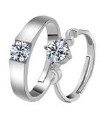 Adjustable Couple Rings Set for lovers Silver Plated Solitaire for Men and Women-2 pieces