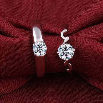 Adjustable Couple Rings Set for lovers Silver Plated Solitaire for Men and Women-2 pieces 2
