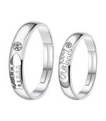 Adjustable Couple Rings Set for lovers Silver Plated Solitaire for Men and Women-2 pieces