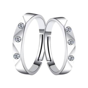 Adjustable Couple Rings Set for lovers Silver Plated Solitaire for Men and Women-2 pieces 1