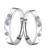 Adjustable Couple Rings Set for lovers Silver Plated Solitaire for Men and Women-2 pieces