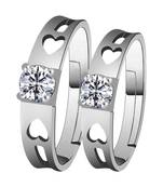 Adjustable Couple Rings Set for lovers Silver Plated Solitaire for Men and Women-2 pieces