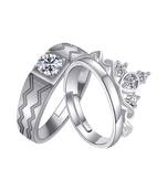 Adjustable Couple Rings Set for lovers Silver Plated Solitaire for Men and Women-2 pieces
