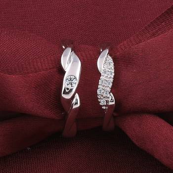 Adjustable Couple Rings Set for lovers Silver Plated Solitaire for Men and Women-2 pieces 2