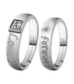 Adjustable Couple Rings Set for lovers Silver Plated Solitaire for Men and Women-2 pieces