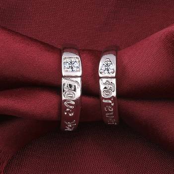 Adjustable Couple Rings Set for lovers Silver Plated Solitaire for Men and Women-2 pieces 2