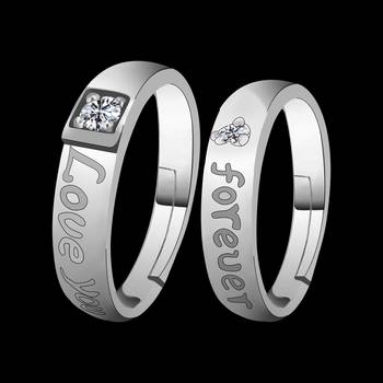 Adjustable Couple Rings Set for lovers Silver Plated Solitaire for Men and Women-2 pieces 3
