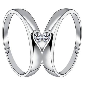 Adjustable Couple Rings Set for lovers Silver Plated Solitaire for Men and Women-2 pieces 1