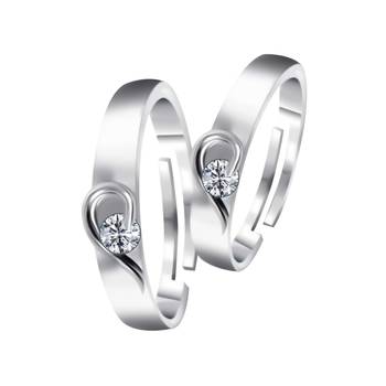 Adjustable Couple Rings Set for lovers Silver Plated Solitaire for Men and Women-2 pieces 2