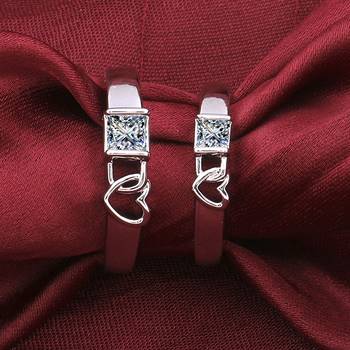 Adjustable Couple Rings Set for lovers Silver Plated Solitaire for Men and Women-2 pieces 2