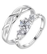 Adjustable Couple Rings Set for lovers Silver Plated Solitaire for Men and Women-2 pieces