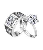 Adjustable Couple Rings Set for lovers Silver Plated Solitaire for Men and Women-2 pieces