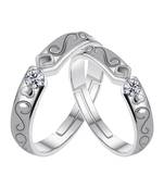 Adjustable Couple Rings Set for lovers Silver Plated Solitaire for Men and Women-2 pieces