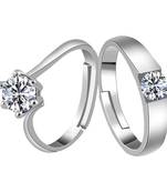 Adjustable Couple Rings Set for lovers Silver Plated Solitaire for Men and Women-2 pieces