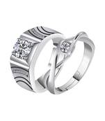 Adjustable Couple Rings Set for lovers Silver Plated Solitaire for Men and Women-2 pieces