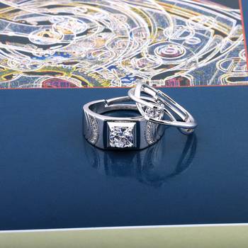 Adjustable Couple Rings Set for lovers Silver Plated Solitaire for Men and Women-2 pieces 3
