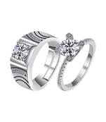 Adjustable Couple Rings Set for lovers Silver Plated Solitaire for Men and Women-2 pieces