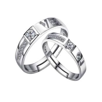Adjustable Couple Rings Set for lovers Silver Plated Solitaire for Men and Women-2 pieces 1