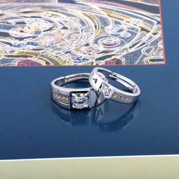 Adjustable Couple Rings Set for lovers Silver Plated Solitaire for Men and Women-2 pieces 3