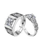 Adjustable Couple Rings Set for lovers Silver Plated Solitaire for Men and Women-2 pieces