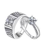 Adjustable Couple Rings Set for lovers Silver Plated Solitaire for Men and Women-2 pieces
