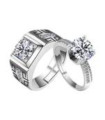 Adjustable Couple Rings Set for lovers Silver Plated Solitaire for Men and Women-2 pieces