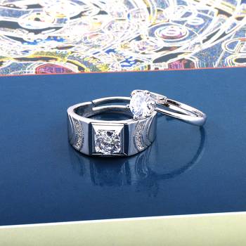 Adjustable Couple Rings Set for lovers Silver Plated Solitaire for Men and Women-2 pieces 3