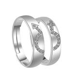 Adjustable Couple Rings Set for lovers Silver Plated Solitaire for Men and Women-2 pieces