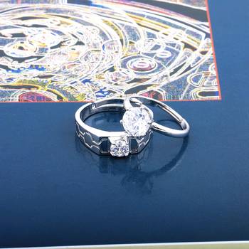 Adjustable Couple Rings Set for lovers Silver Plated Solitaire for Men and Women-2 pieces 3