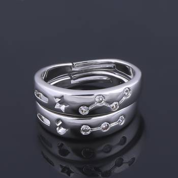 Adjustable Couple Rings Set for lovers Silver Plated Solitaire for Men and Women-2 pieces 2