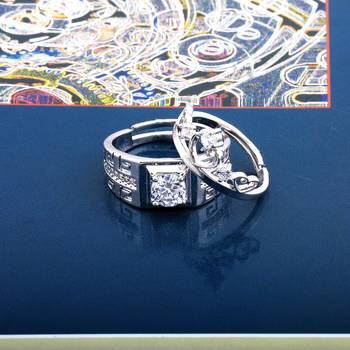 Adjustable Couple Rings Set for lovers Silver Plated Solitaire for Men and Women-2 pieces 3