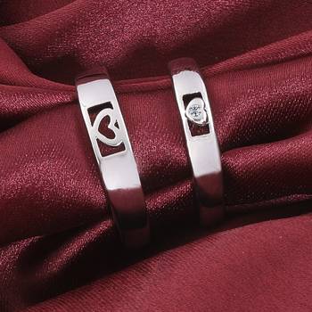 Silver Plated Adjustable Couple Rings Set for lovers Ring with 1 Piece Red Rose Gift Box  for Men and Women 3