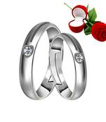 Silver Plated Adjustable Couple Rings Set for lovers Ring with 1 Piece Red Rose Gift Box  for Men and Women