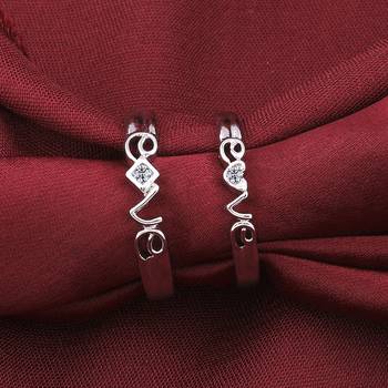 Silver Plated Adjustable Couple Rings Set for lovers Ring with 1 Piece Red Rose Gift Box  for Men and Women 3