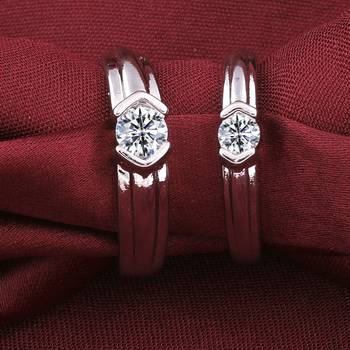 Silver Plated Adjustable Couple Rings Set for lovers Ring with 1 Piece Red Rose Gift Box  for Men and Women 3