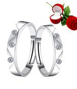 Silver Plated Adjustable Couple Rings Set for lovers Ring with 1 Piece Red Rose Gift Box  for Men and Women