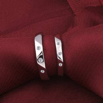 Silver Plated Adjustable Couple Rings Set for lovers Ring with 1 Piece Red Rose Gift Box  for Men and Women 3