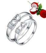 Silver Plated Adjustable Couple Rings Set for lovers Ring with 1 Piece Red Rose Gift Box  for Men and Women