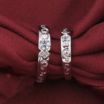 Silver Plated Adjustable Couple Rings Set for lovers Ring with 1 Piece Red Rose Gift Box  for Men and Women 3