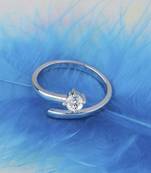 Silver Plated Stylish Solitaire Adjustable Ring For women Girls