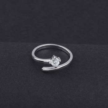 Silver Plated Stylish Solitaire Adjustable Ring For women Girls 2