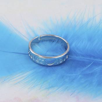 Silver Plated Stylish Solitaire Adjustable Ring For women Girls 1