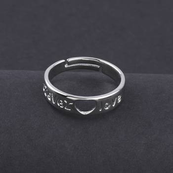 Silver Plated Stylish Solitaire Adjustable Ring For women Girls 2